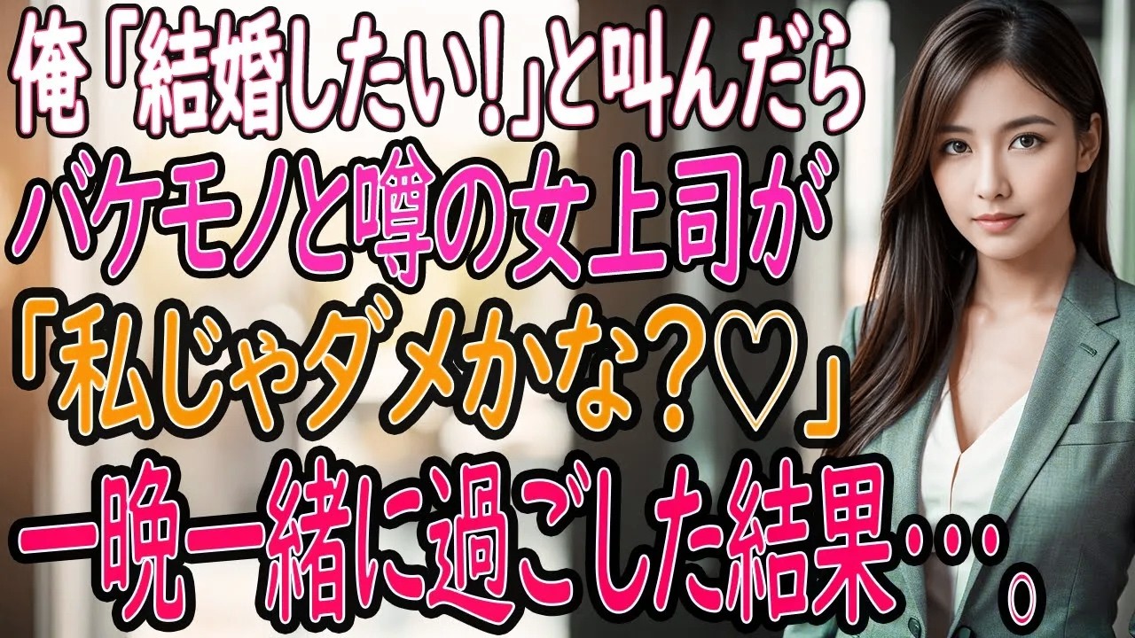 【馴れ初め 感動】俺「結婚したい！」大声で叫んだら、バケモノと噂の女上司が 「私じゃダメかな？」一晩一緒に過ごすと実は超絶美女で...【いい話・朗読・泣ける話】