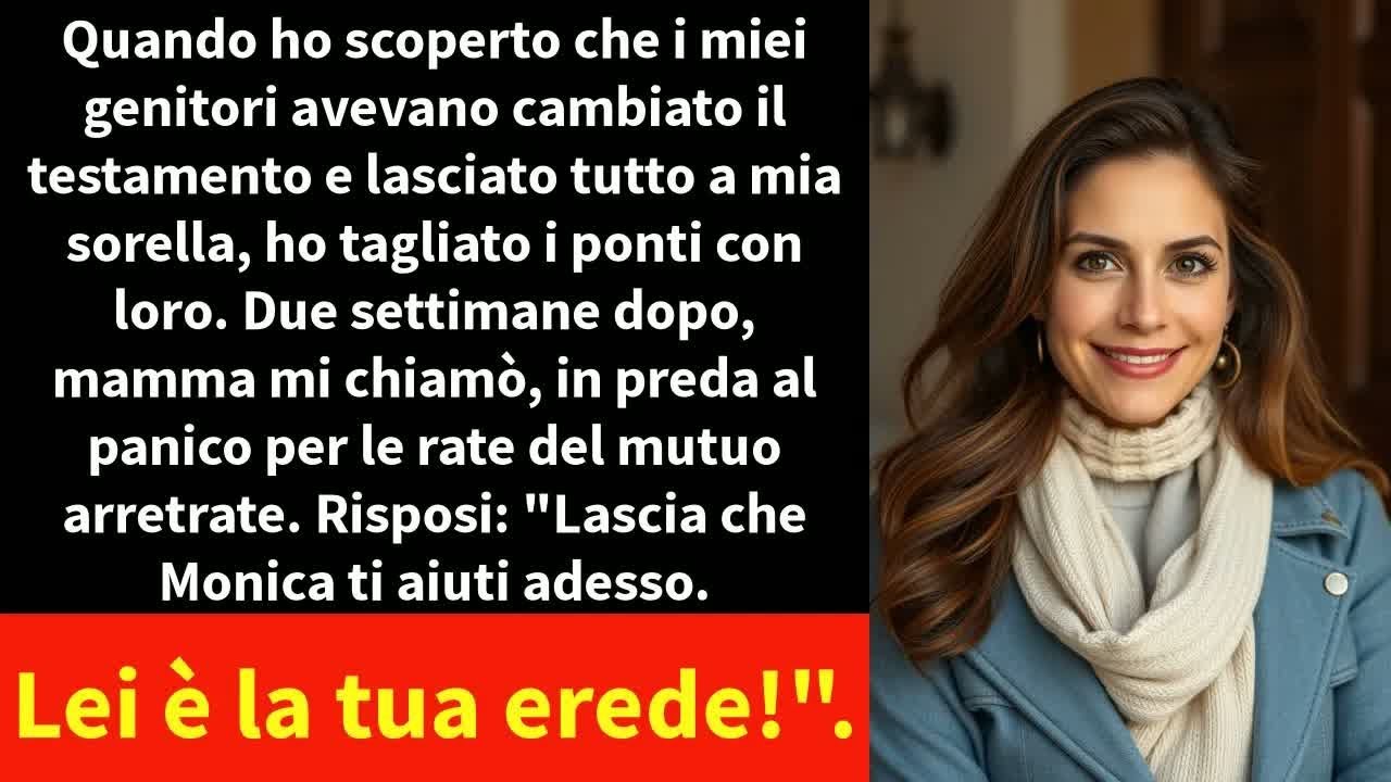 Quando ho scoperto che i miei genitori avevano cambiato il testamento e lasciato tutto a mia sorella