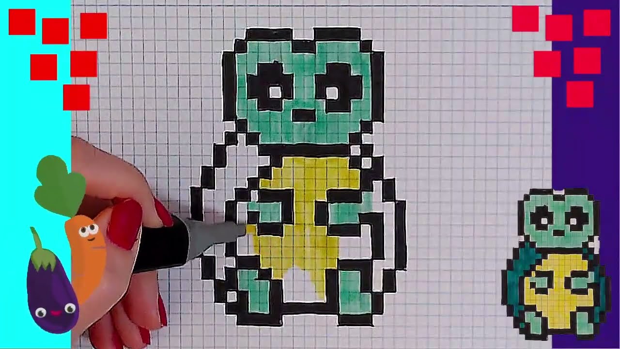 Dessin in Pixel Art. Comment Dessiner tortue