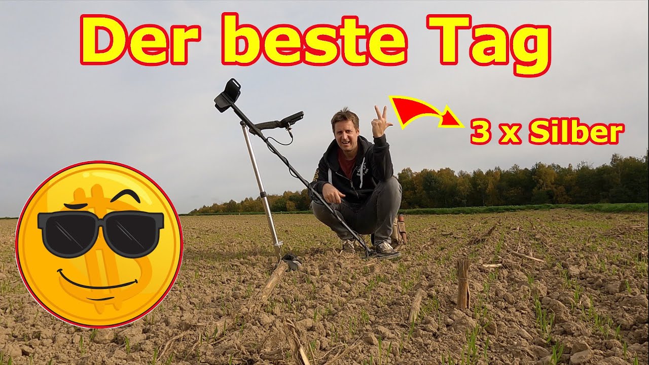 So gefällt mir Sondeln:-) Silber#Schatzsuche mit Metalldetektor auf neuem Acker.