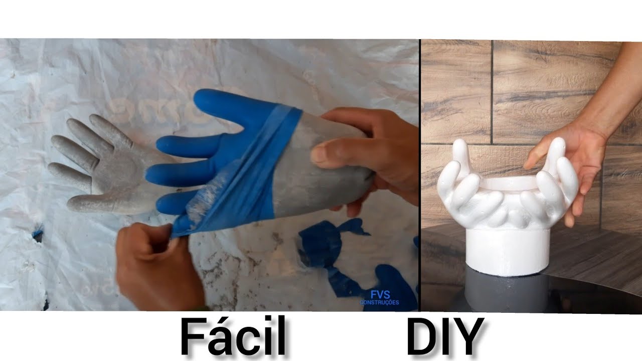 como fazer vaso caqueiro de plantas e flores com molde de luva e cimento. how to make cement vase