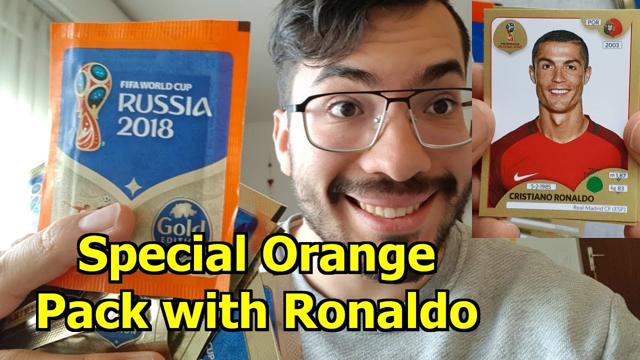 SPECIAL ORANGE PANINI PACK UNBOXING RONALDO | Opening Stickers Russia 2018 Collection Gold Edition