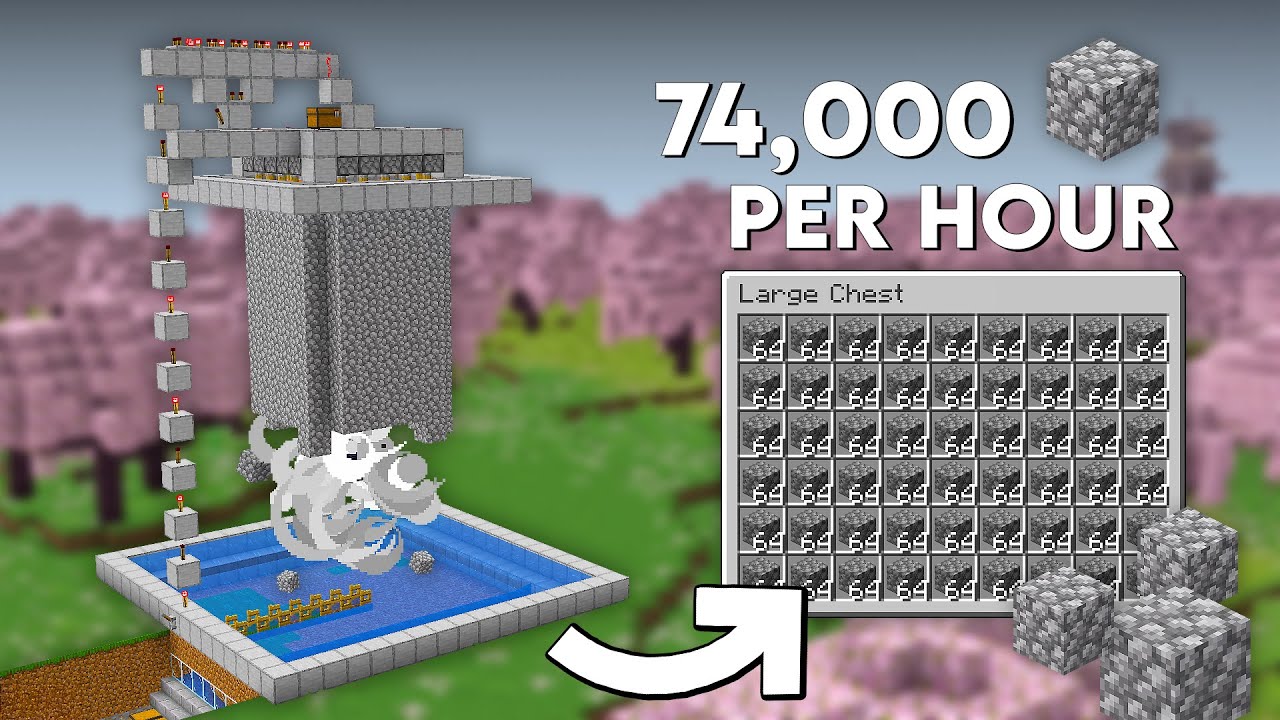 Minecraft Automatic Cobblestone Farm Tutorial Bedrock 1.21+