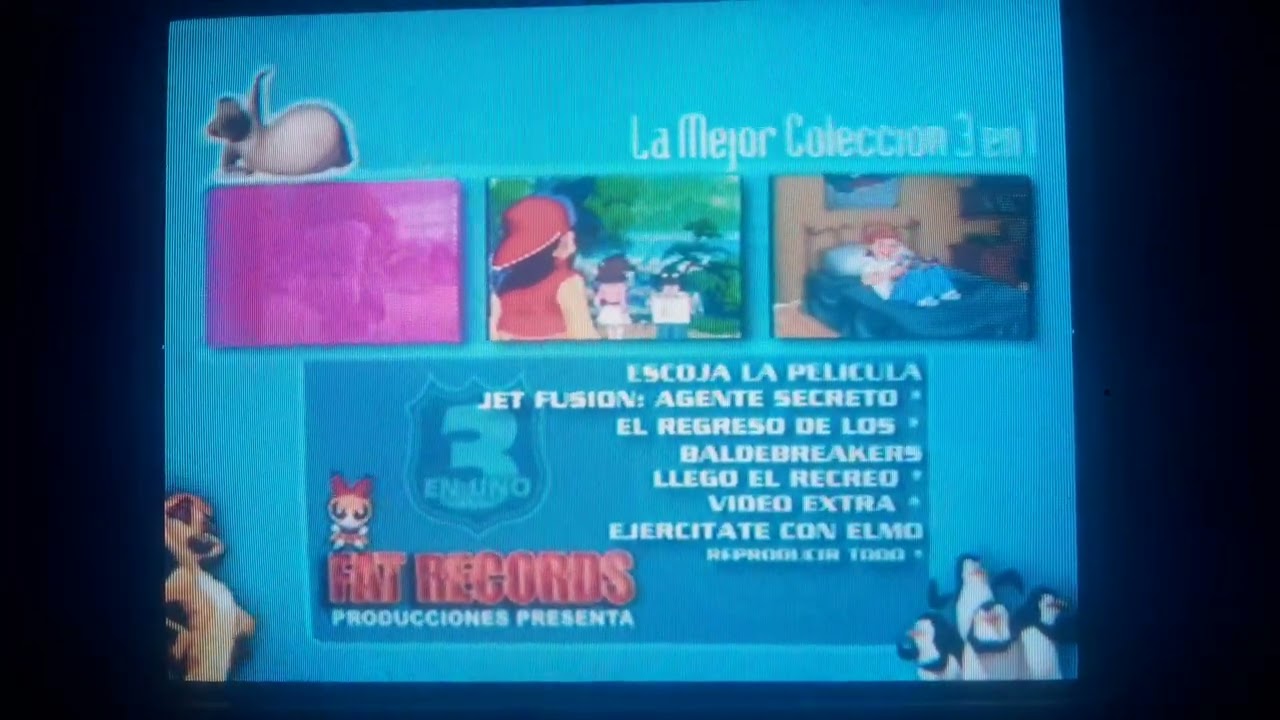 (No robar) el menú principal Jimmy neutron beyblade llegó el regreo Fat Records 3 en 1 (DVD Pirata)