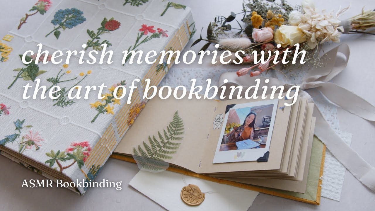 Crafting a photo album and scrapbook with floral cloth ✦ ASMR Bookbinding