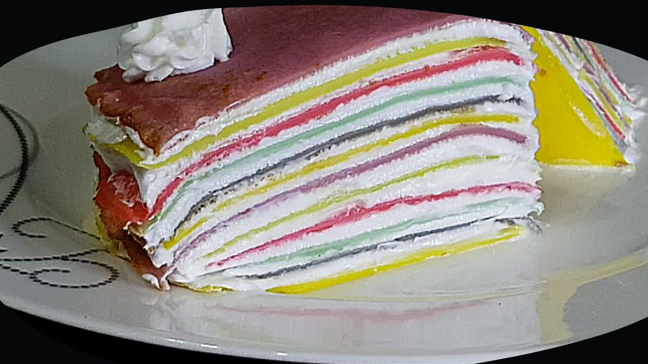 GÖKKUŞAĞI KREP PASTA -  RAINBOW CREPE CAKE #gökkuşağıkreppasta