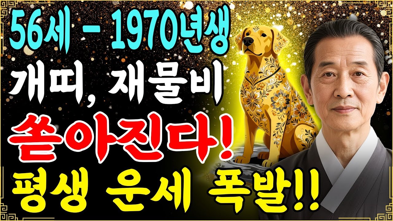2025년 1970년생 56세 경술생 개띠운세! 배신당한 모든 날 끝! 70년생 개띠 운명과 평생운세 | 하반기운세 대폭발! 2025년 을사년 대박 개띠운세
