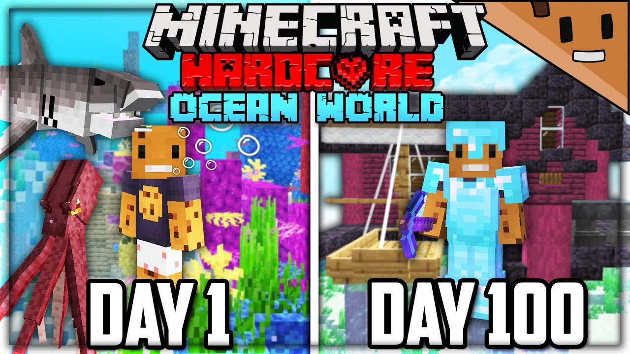 I Survived 100 Days in an OCEAN ONLY World in Hardcore Minecraft... Here's What Happened