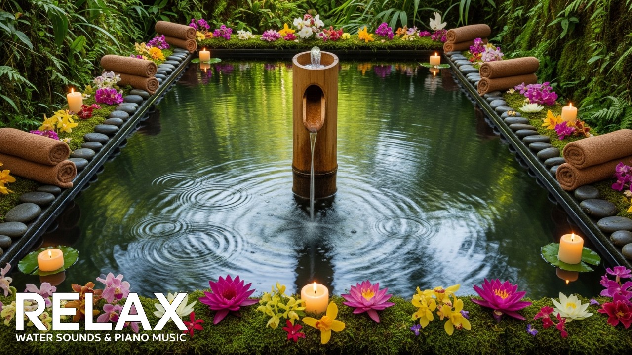 🌿 Zen Bamboo Waterfall & Soft Piano | Deep Calm for Sleep 🌿