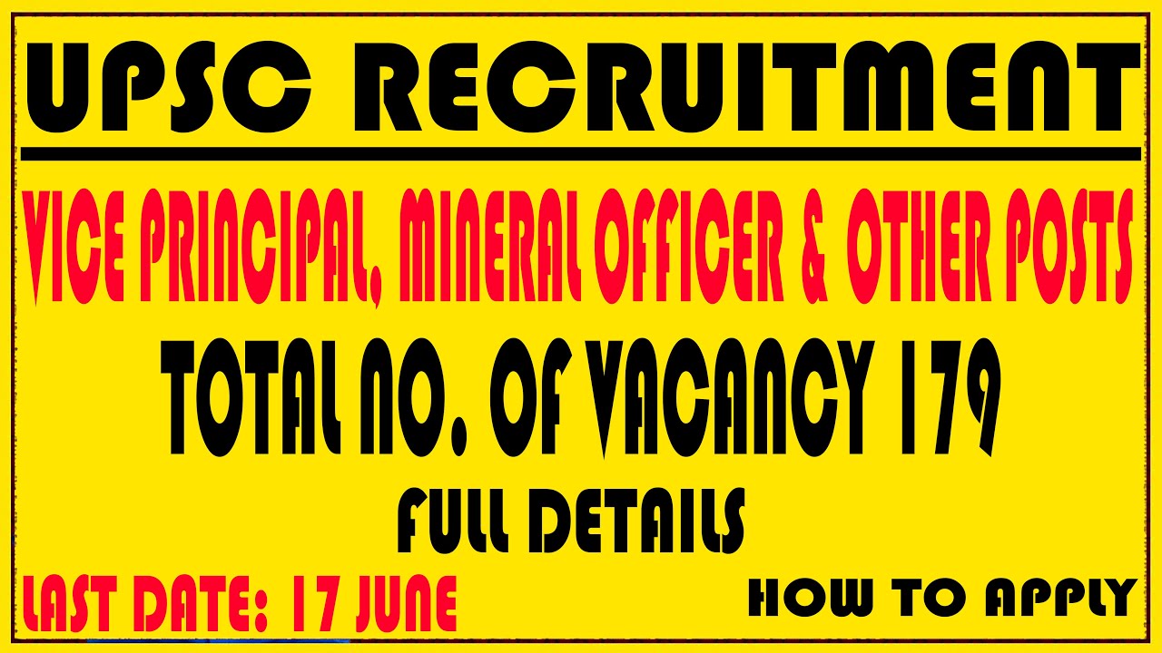 UPSC Recruitment | Vice Principal, mineral officer, Master & Other Post | Ste by Step Process