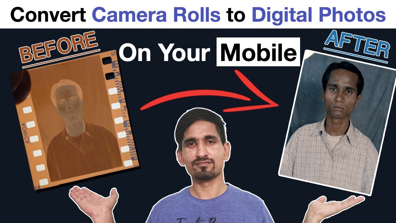 How to convert negative camera film rolls to digital photos on mobile?