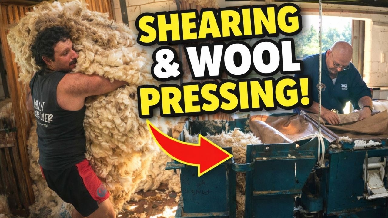 Shearing Ewes  in NEW ZEALAND - How to Make a Wool Bale