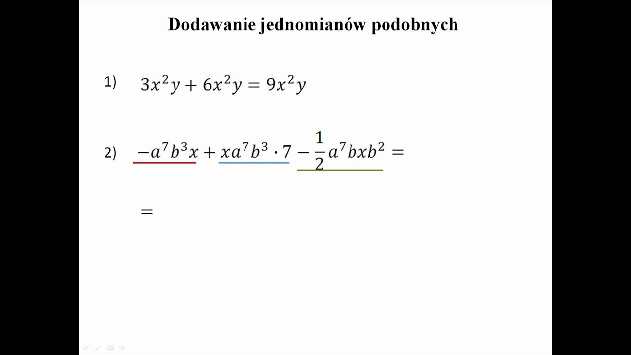 Wyrażenia algebraiczne - sumy algebraiczne