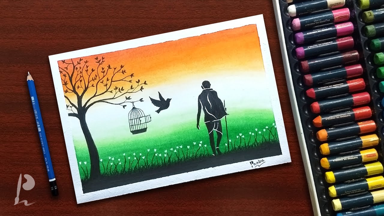 Happy Independence Day Drawing with Oil Pastels | PrabuDbz Art