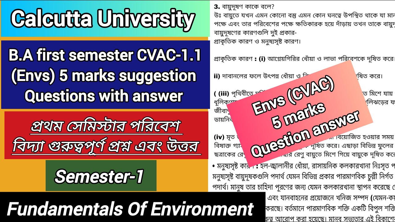 Cu 1st semester CVAC ENVS suggestion 2024-25/1st sem ENVS 5marks SAQsuggestion/ENVS 5MARKS QUE & ANS