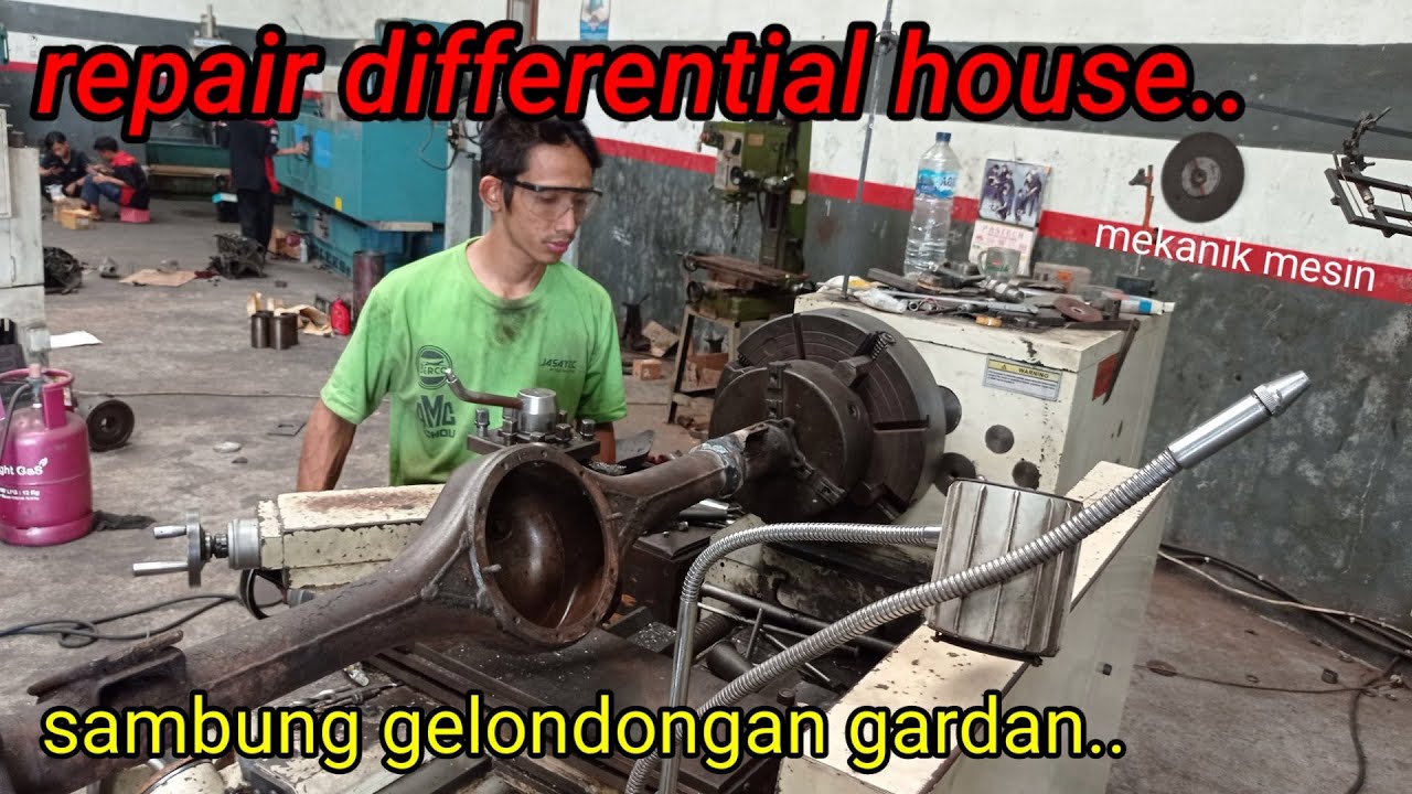 Repair differential house on a Lathe & Welding whell hub // Sambung Senter Srombong Gardan Mobil