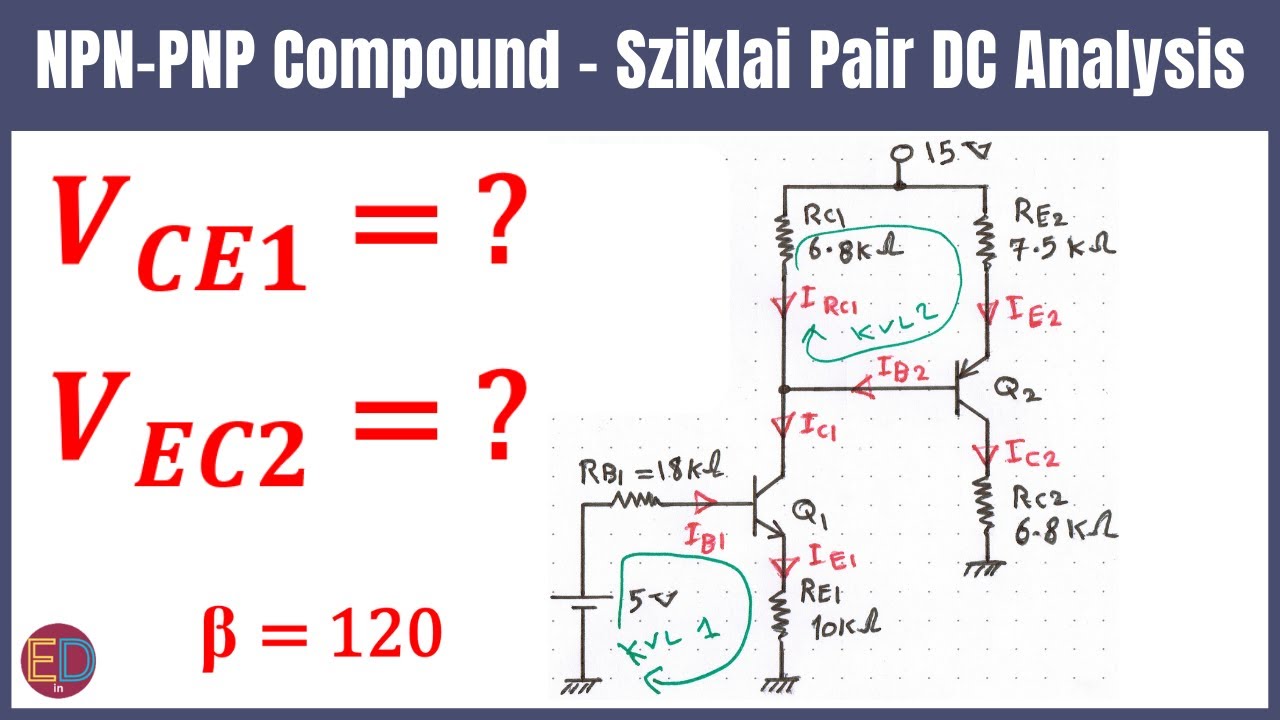 Sziklai Pair DC Analysis, Complementary Feedback Pair, sziklai transistor pair