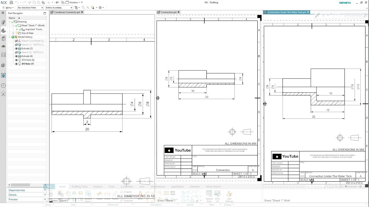 SIEMENS NX - CONNECTION - DRAWING - COFFEE MACHINE