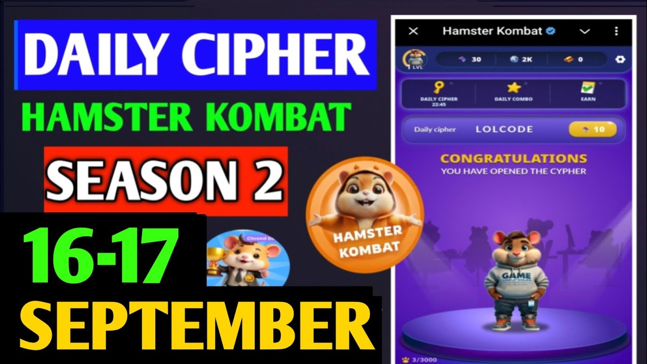 Hamster Kombat Dev Game Daily Cipher 16 September | Hamster Kombat Daily Cipher Code | Daily Combo