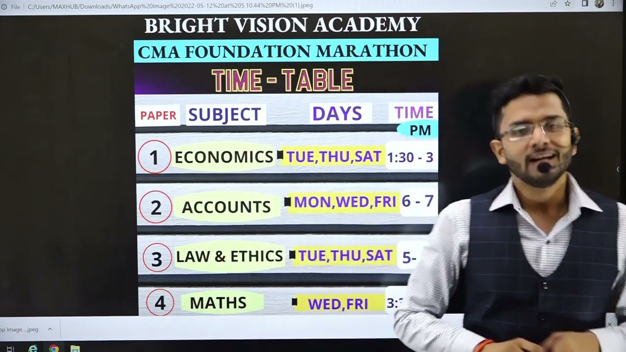 CMA FOUNDATION MARATHON FOR JUNE 2022 . ALL SUBJECTS FAST TRACK REVISION . TIME TABLE JUNE 2022