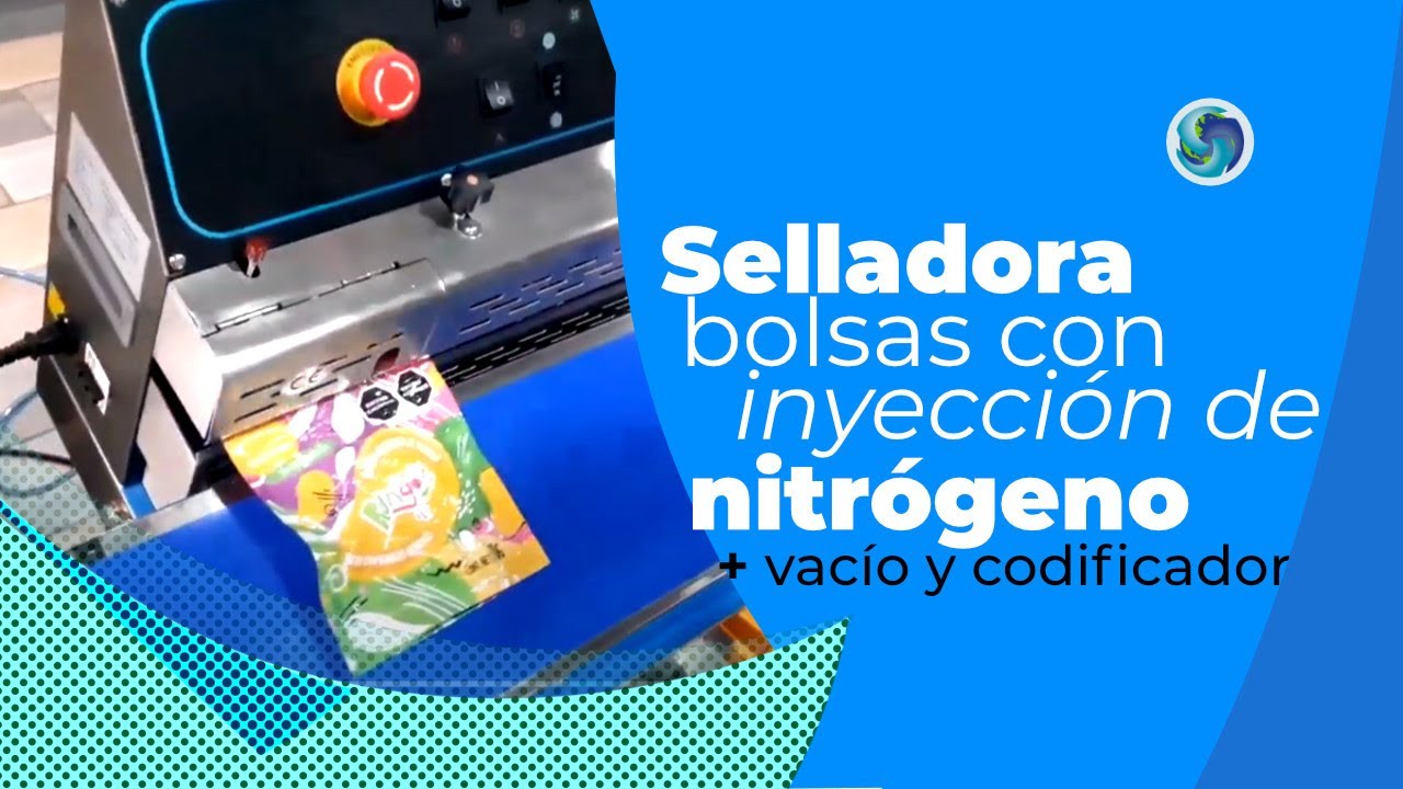 Selladora de bolsas con inyección de nitrógeno / vacío y codificador