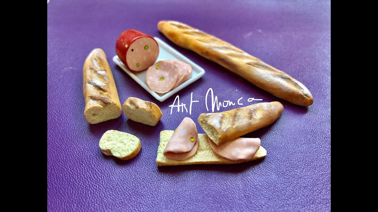 French Baguettes & Mortadella Polymer Clay : Miniature DIY