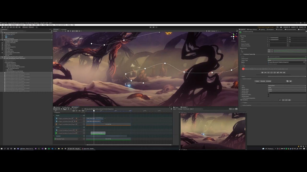 Timelapse: Work on Space Tail cutscene&Extending seamless cutscene system.