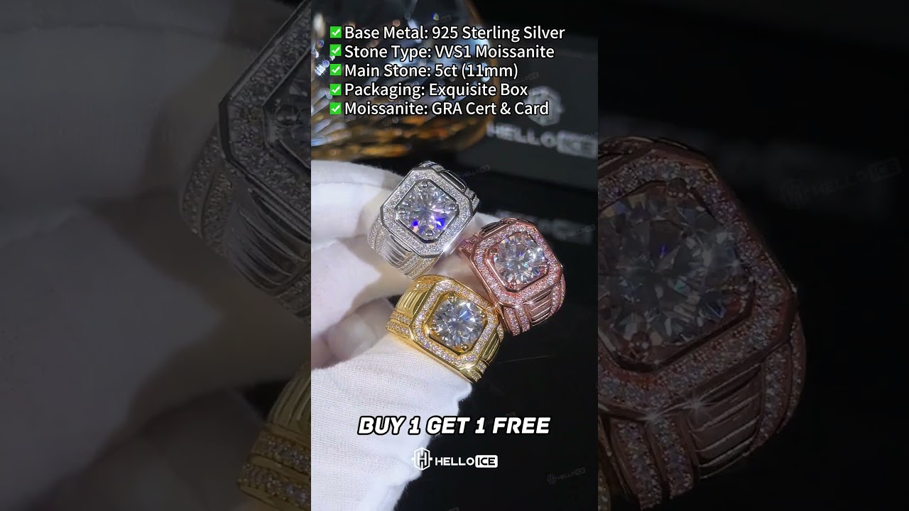 Мужское кольцо Iced Out 5.0 CT Round Cut