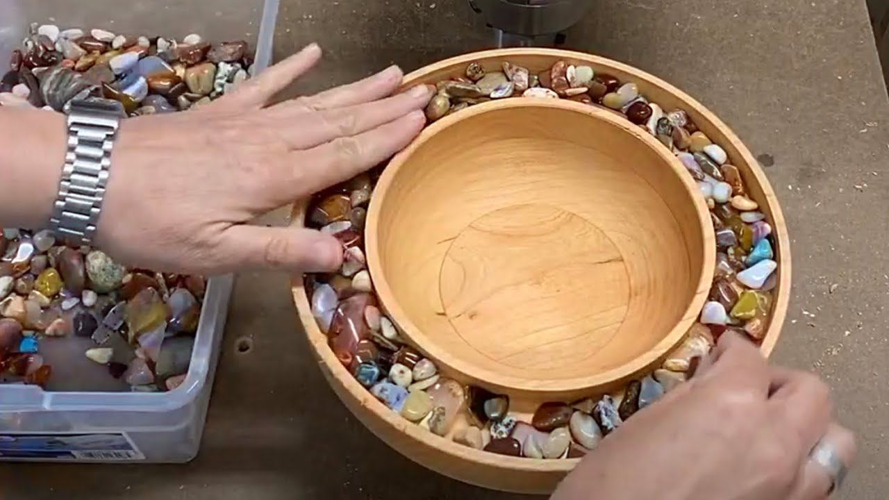 Woodturning  A Shallow Bowl with a Deep Channel: The Cherry Rock n’ Resin Bowl