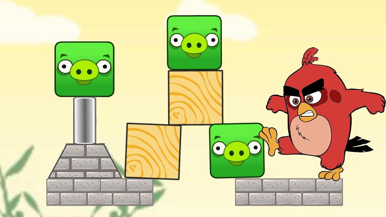 Angry Birds Piggies Out - KICK OUT ALL SQUARE PIGGIES WALKTHROUGH SKILL GAME!