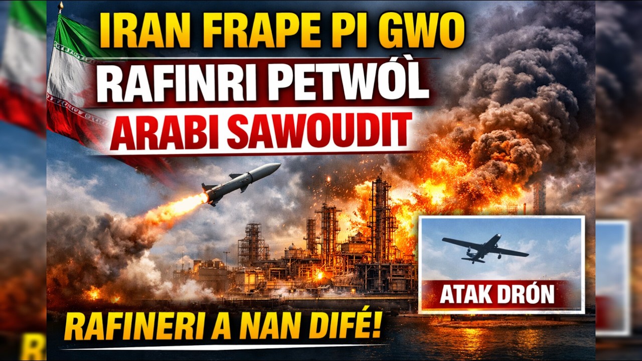 Iran bonbade pi gwo rafinri petwòl nan peyi Arabi Saoudit. Iranyen yo di pa gen kanpe