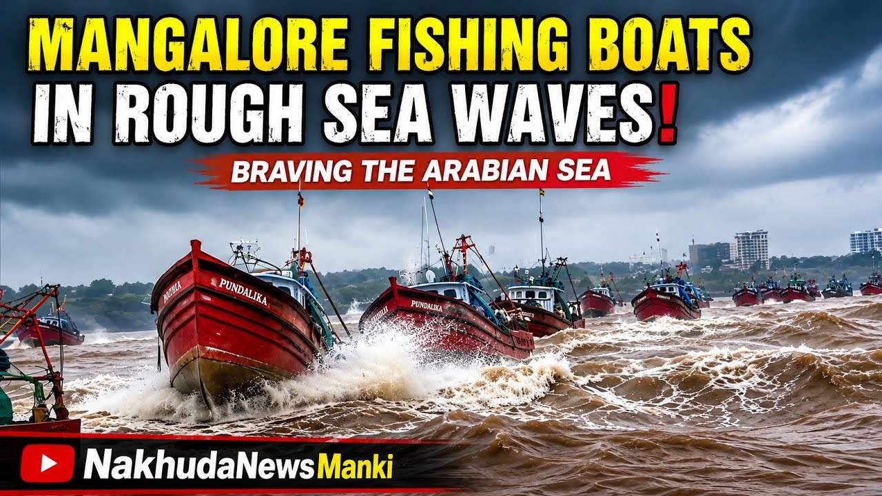 Mangalore Fishing Boat Battles Giant Waves in the Arabian Sea