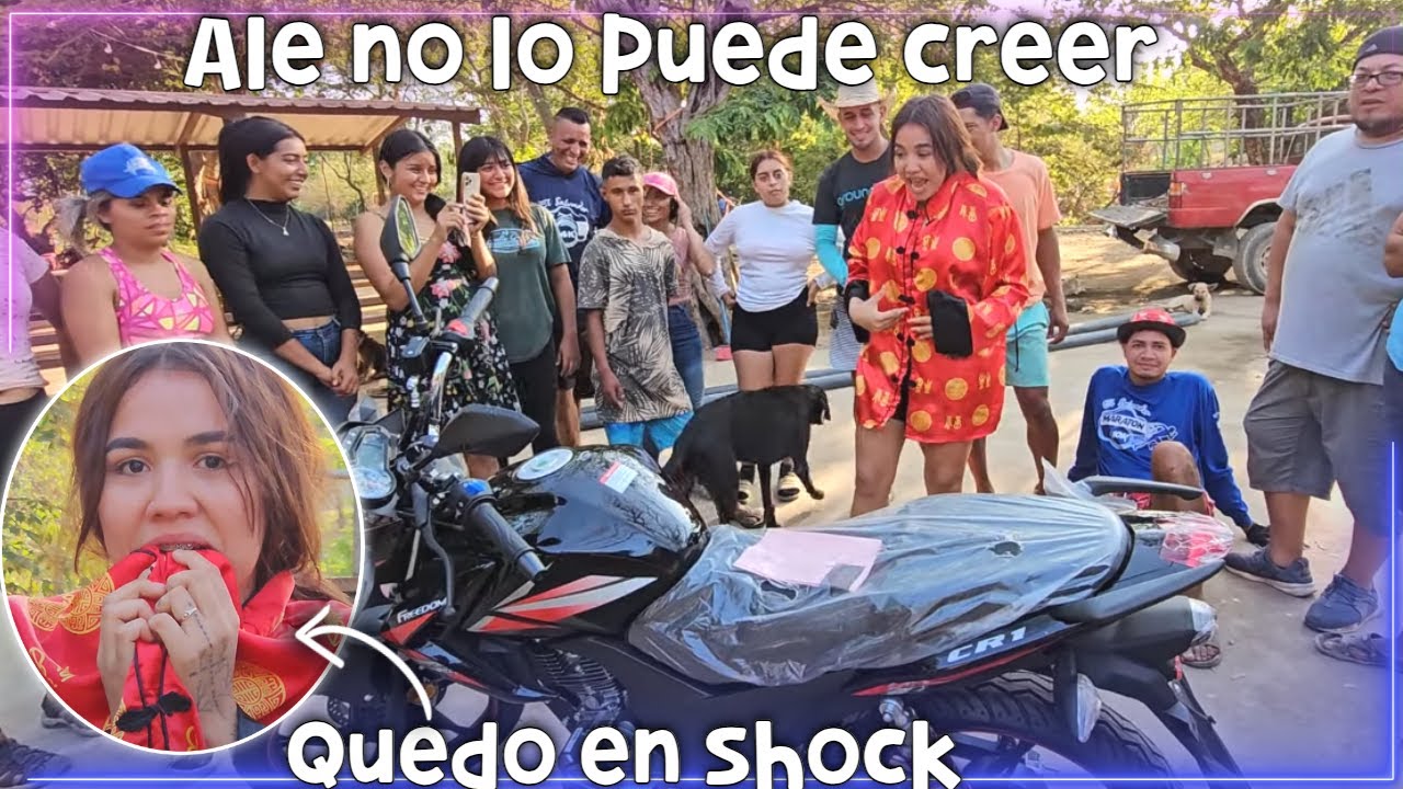 Mira la reacción de Alejandra al ver la MOTO que le regaló su 