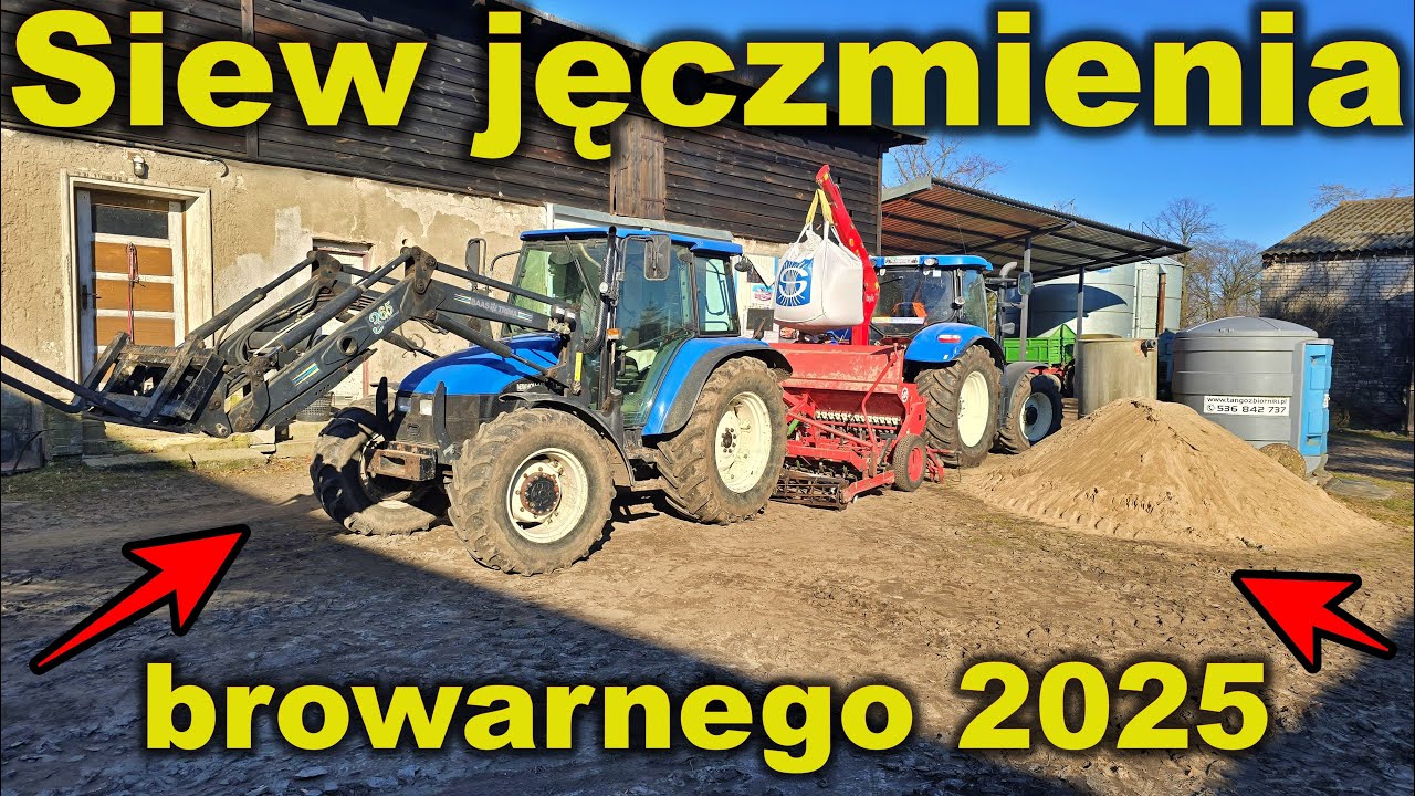 Siew jęczmienia browarnego 2025 | Nawożenie | Wysiew | Parametry pracy | NH TL90 + Unia famaroll