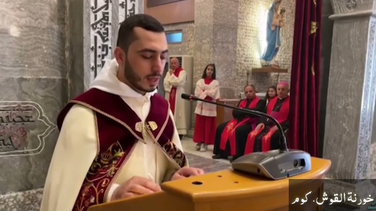 مشاعر الفرح والسرور امتزجت بالدموع، خلال كلمة الاب رودي الصفار بمناسبة رسامتة الكهنوتية لكنيسة القوش
