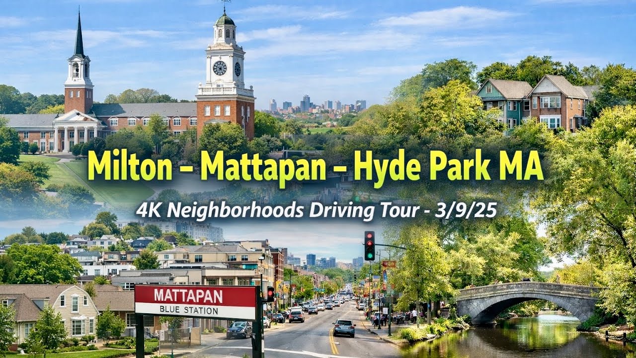 🚖 Milton - Mattapan - Hyde Park MA | 4K Neighborhoods Driving Tour - 3/9/25