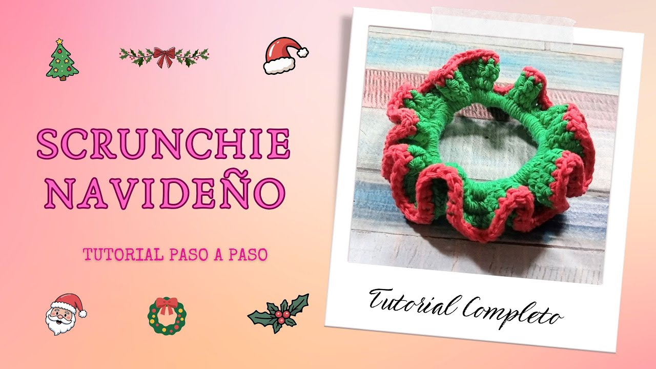 Cómo hacer una Scrunchie Navideña (Coletero o Colita para el Cabello) a Crochet