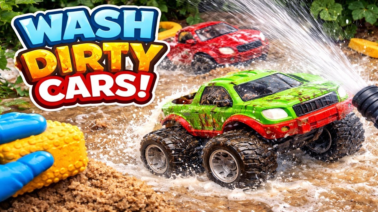 Toy Car Wash 🚿 Dirty Toy Cars Found in Sand | Trucks Clean Cars One by One