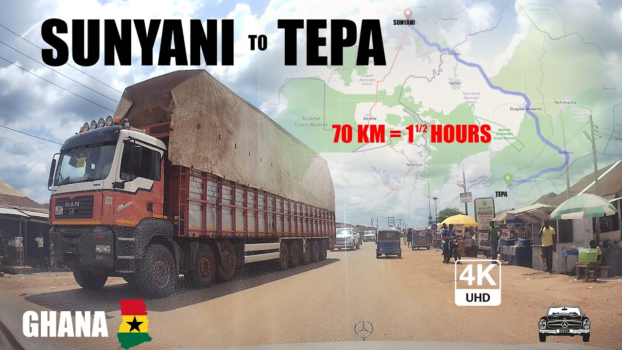 Sunyani To Tepa Road Travel via Duayaw Nkwanta and Bechem in Ghana 4K