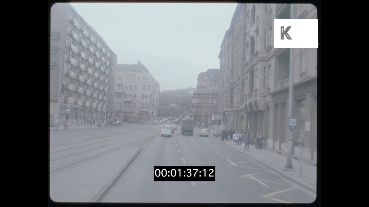 1990s Hungary, POV Driving in Budapest, Trams, 35mm