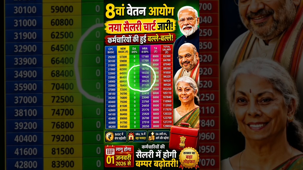 8th Pay Commission Salary Update 2026 🔥 | New Salary Chart Explained |#8thpaycommission  #shorts