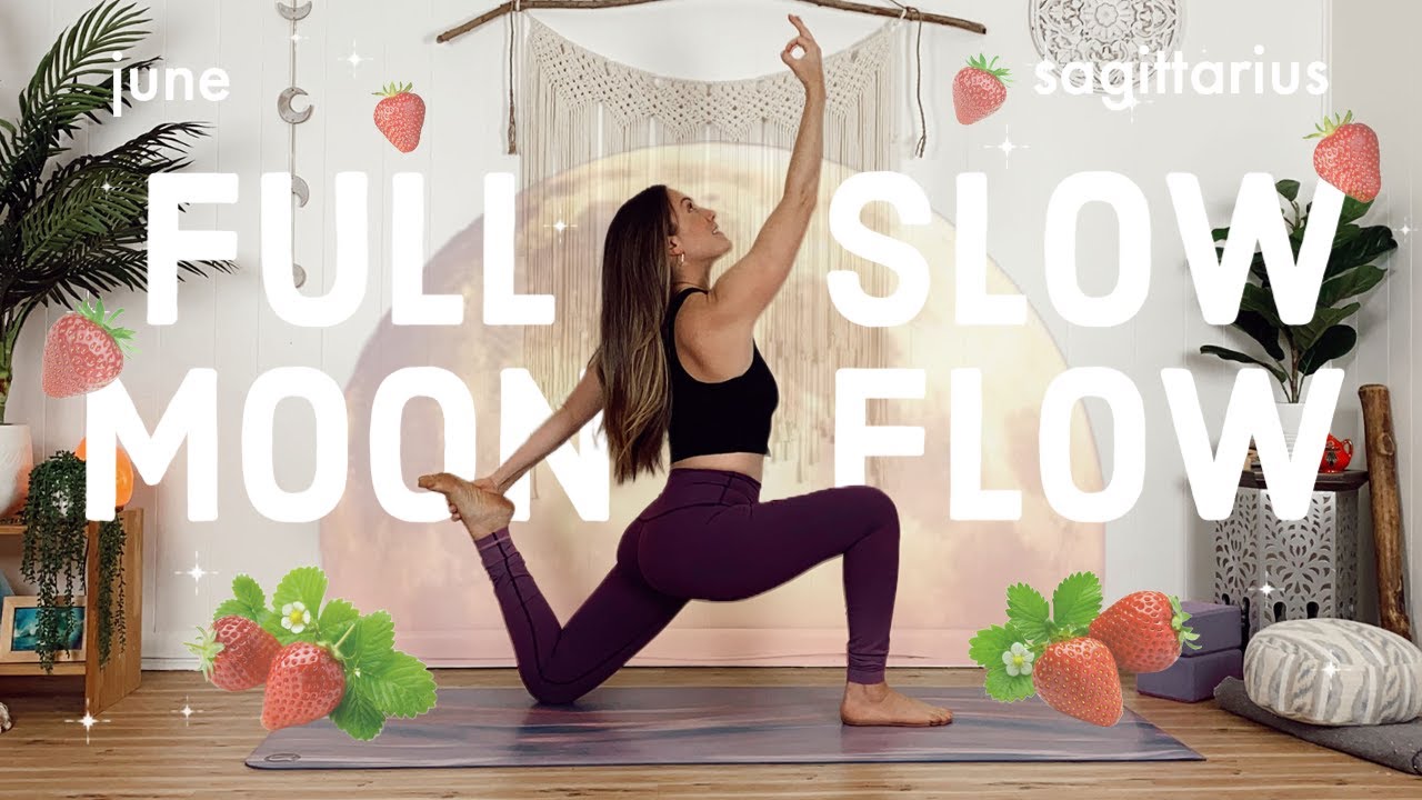 FULL MOON SLOW FLOW 🍓 moon in sagittarius | strawberry full moon yoga [30 mins]