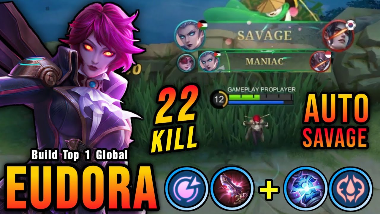 AUTO SAVAGE!! 22 Kills Eudora Crazy Lifesteal with Brutal DMG!! - Build Top 1 Global Eudora ~ MLBB