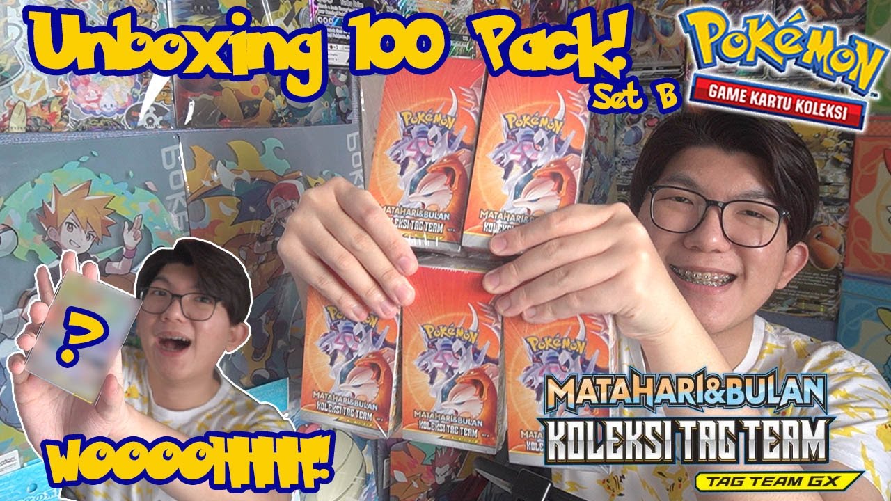 LEBIH BAGUS DARI SET A?! Unboxing 100 Pack Koleksi Tag Team Set B - Pokemon TCG Indonesia