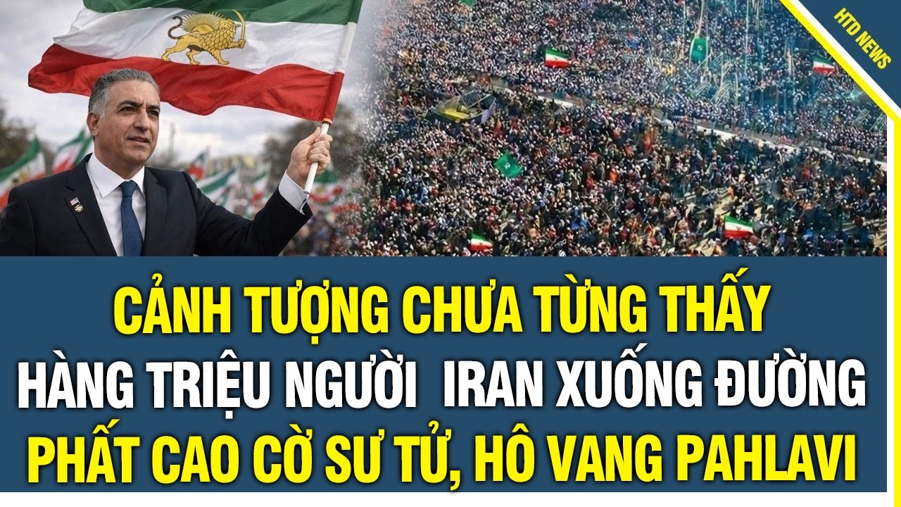 NGAY LÚC NÀY TẠI TEHRA – HÀNG TRIỆU NGƯỜI IRAN PHẤT CỜ SƯ TỬ, HÔ VANG PAHLAVI BẤT CHẤP ĐÀN ÁP