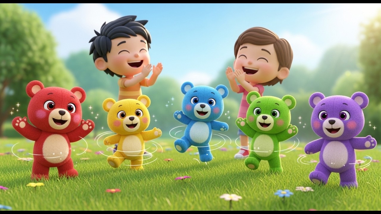 Vijf teddyberen dansen, dansen, dansen | Gezellig Dansliedje & Knuffelberen Video