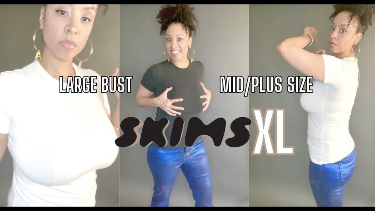 SKIMS in XL!?  Large(er) BUST Mid/Plus Size Try On #skimsreview