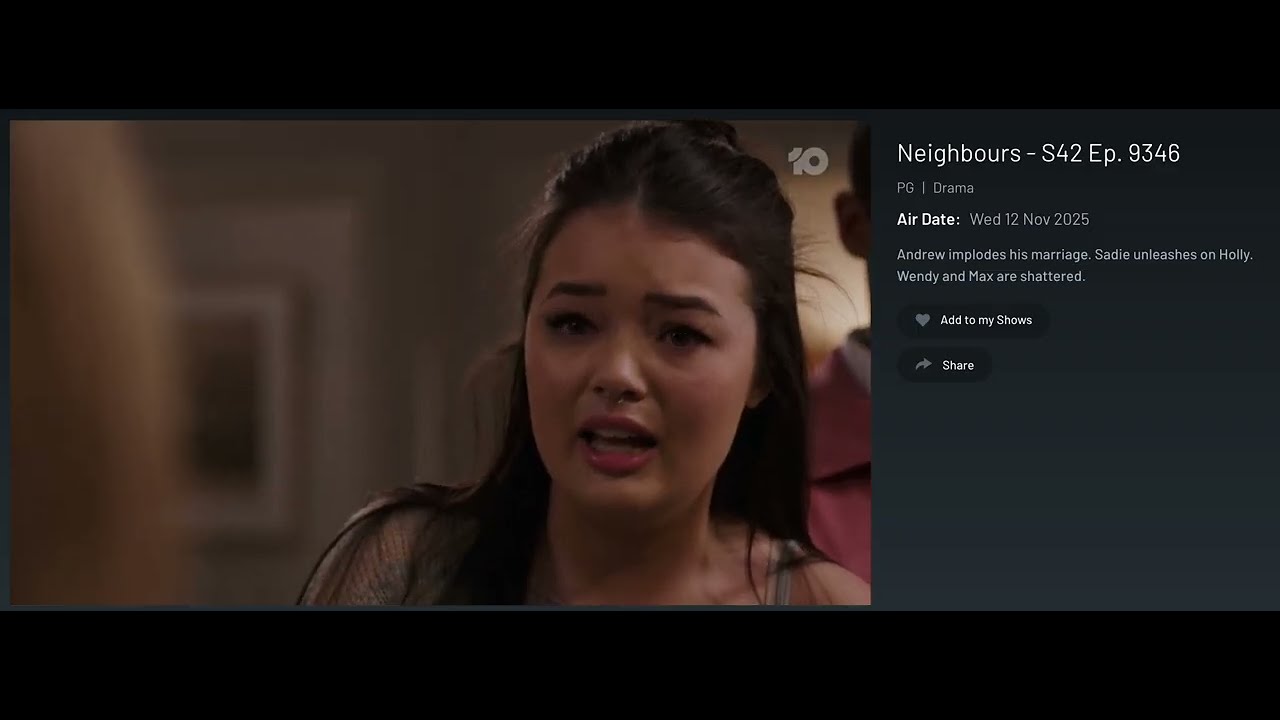 9346-5 ⭐️ (Emerald Chan gives an emotional performance) Sadie Rodwell loses it at Andrew & Holly