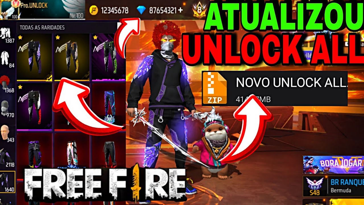 ATUALIZOU UNLOCK ALL VIP 😈 DESBLOQUEAR TODAS SKINS, VERIFICADO NOVA ATUALIZAÇÃO FREE FIRE UNLOCK ALL