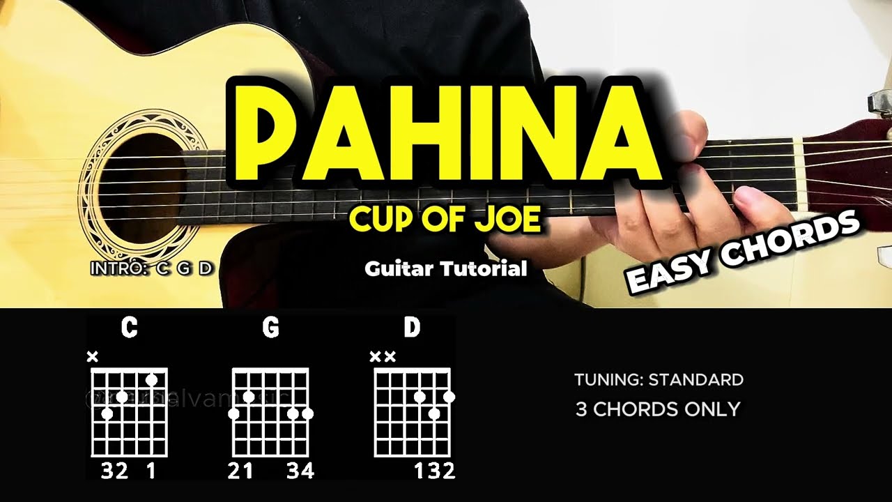 Pahina - Cup Of Joe | Easy Guitar Tutorial For Beginners (CHORDS & LYRICS) #guitarlesson
